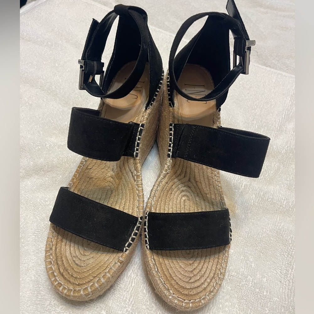 Black Espadrille Wedge Sandals
